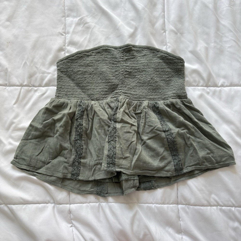 American Eagle‎ Smocked Tube Top Womens Medium Green Boho Hippie Whimsy Fairy